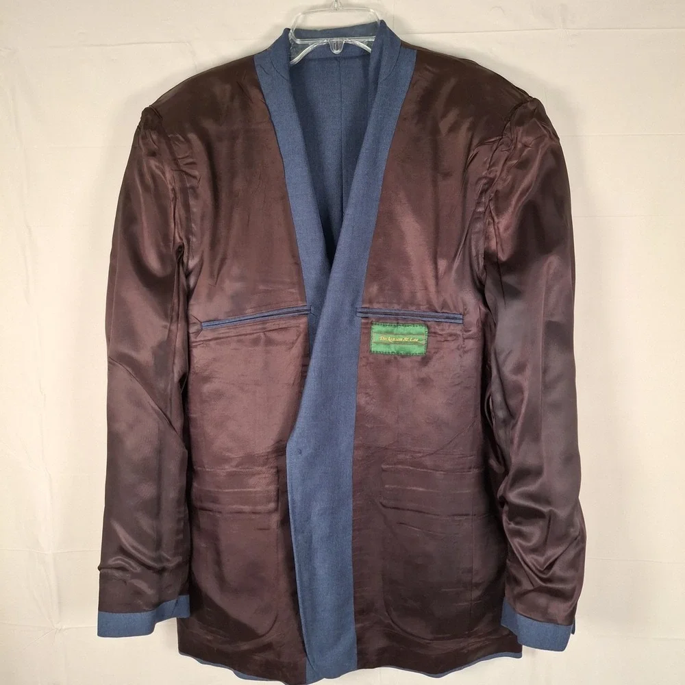 Dickinson & Lee 44 L Blue Blazer Sport Coat‎ Jacket Made IN USA Wool Blend NWT